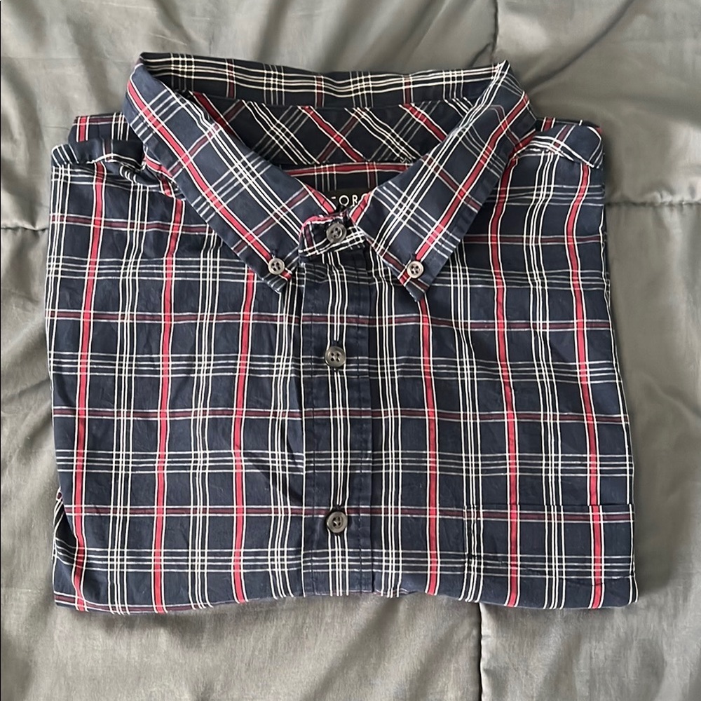 George Blue Plaid Casual Button Down Shirt Size 2XL *flaw